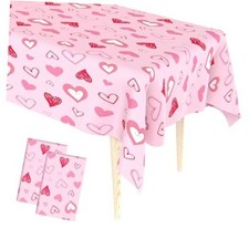 s Tablecloth, 2 PCS Disposable Plastics Tablecloth, 54 x 108 2 Pack Valentine
