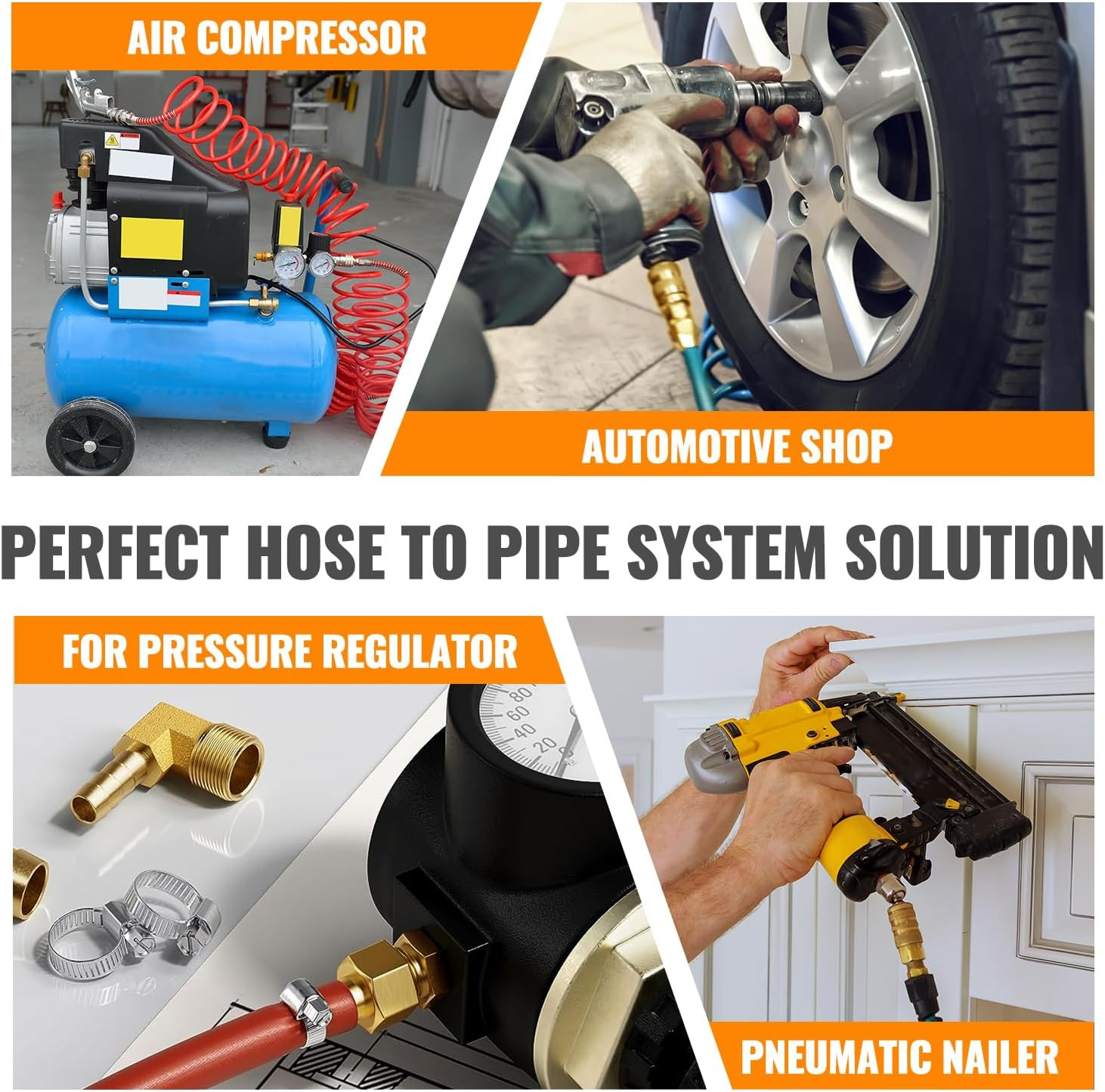 SUNGATOR 1/8'' NPT Brass Hose Barb Fittings, 1/8'' NPT Male Thread to 3/8'' Barb