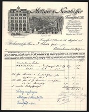 Facture Francfort-sur-le-Main 1913, boucherie et neuf ouvriers, machines et...
