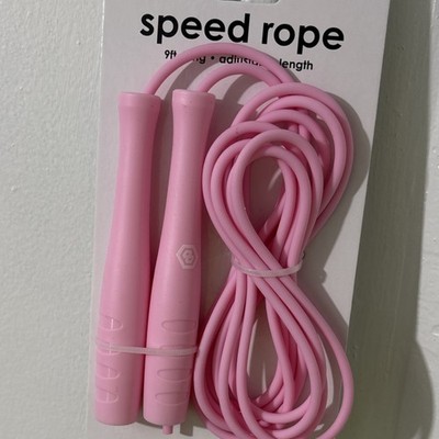 Series-8 Fitness Speed Rope Adjustable Length Pink Plastic Jump Rope 9ft