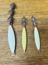 3 Vintage Squid Jig Jigging Fishing lure Two 6.5” & One 11” Used