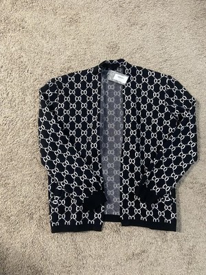 Pazo Sweater Mens 3XL Black CO Logo Graphic Open Front Cardigan Knit Casual