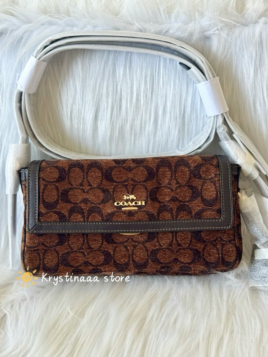 NWT Coach Etta Small Flap Shoulder Bag in Signature Chenille CCV65