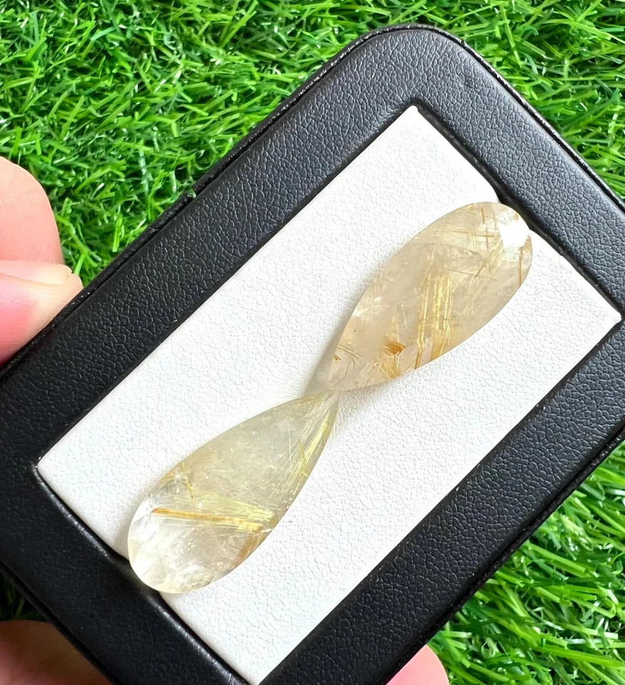 Natural Golden Rutilated Quartz 12x28 Pear Cut 5Pcs Loose Gemstone Lot. - Image 2 of 4