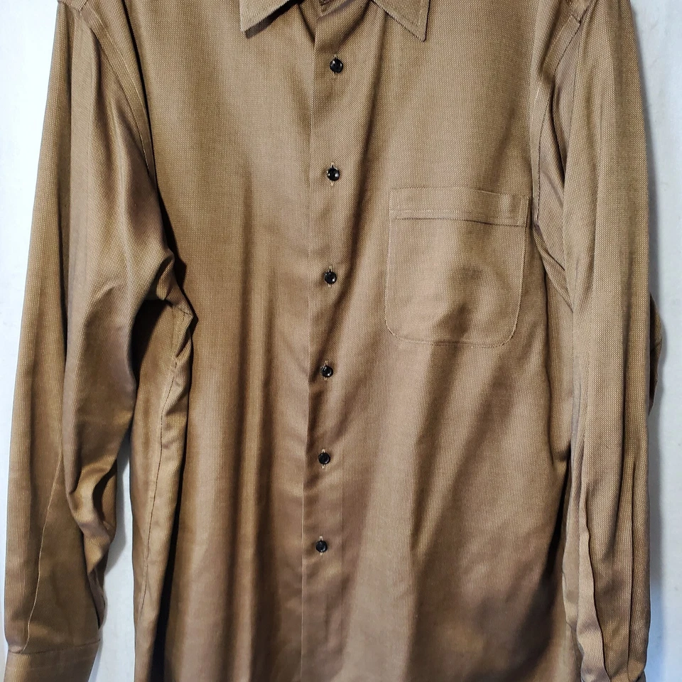 Murano Shirt Men's 16.5 / 35 Gold Label Long Sleeve Dress Shirt Brown  - Image 3 of 4