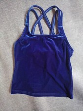 Body Wrappers Blue Stretch Velvet Lined Dance Party Tank New Size 6-7
