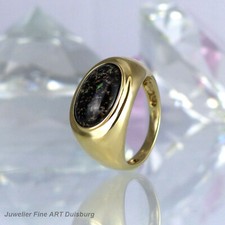 Ring IN 375 Yellow Gold Shiny With 1 Boulder Opal Gemstone