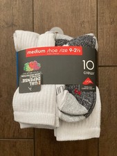 Fruit of the Loom Youth Dual Defense 10 Pairs of Socks CREWS - WHITE