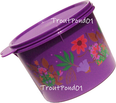 Tupperware Canister Stacking Nesting Storage 7 Cups Flowers Purple