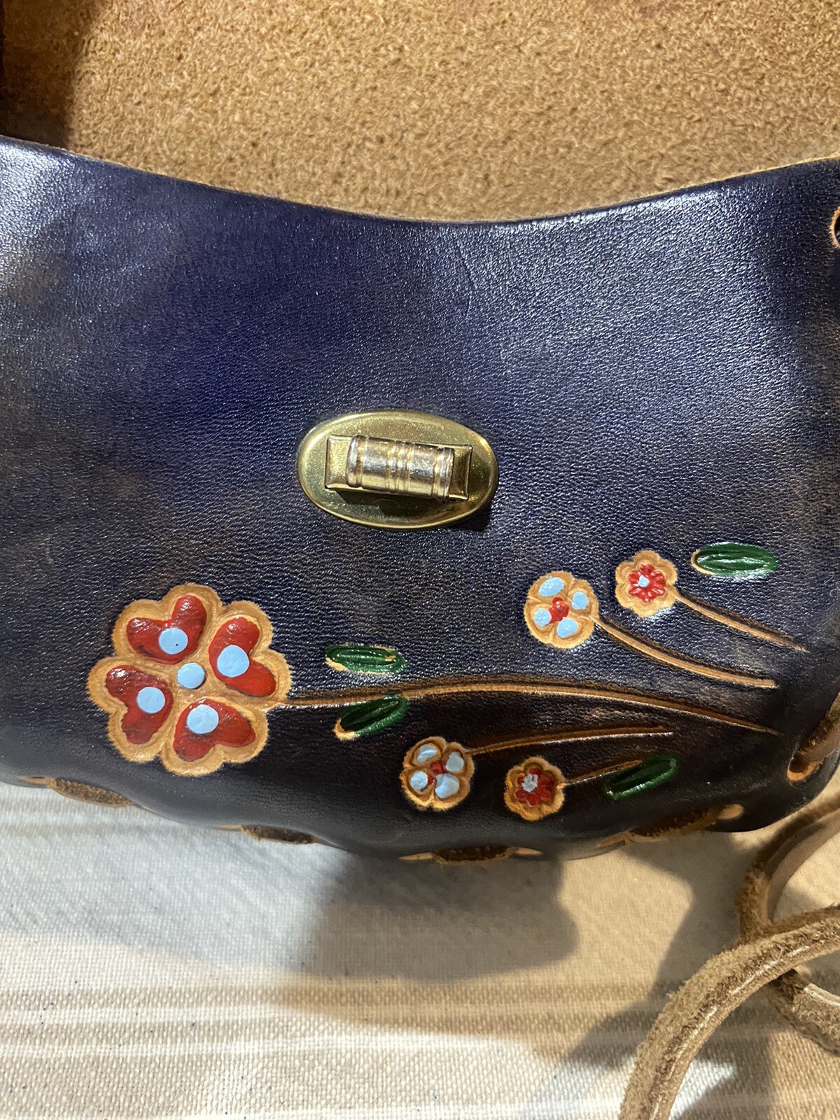 Peruvian Mini Handmade Tooled Leather Crossbody P… - image 4