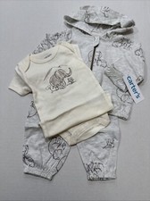 BNWT Carters 3-piece Set 6 Months Cream And Gray With Elephant Motif
