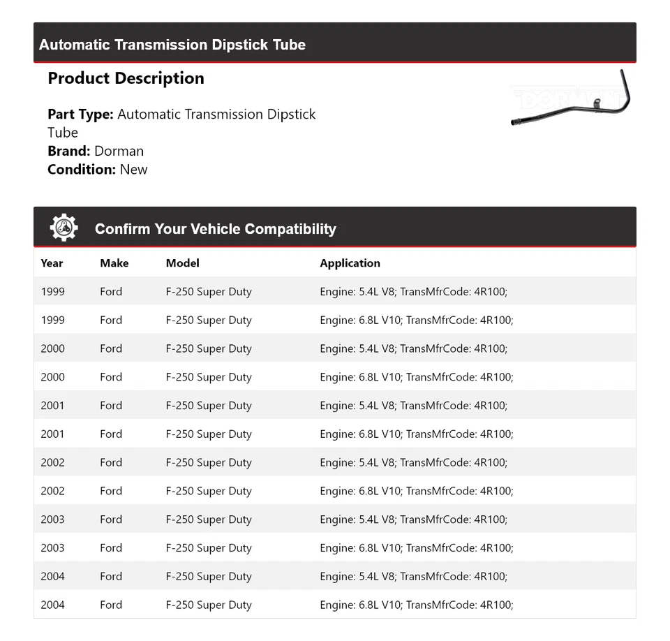 Tubo vareta transmissão automática Ford F-250 Super Duty Dorman 1999-2004 - Imagem 2 de 4