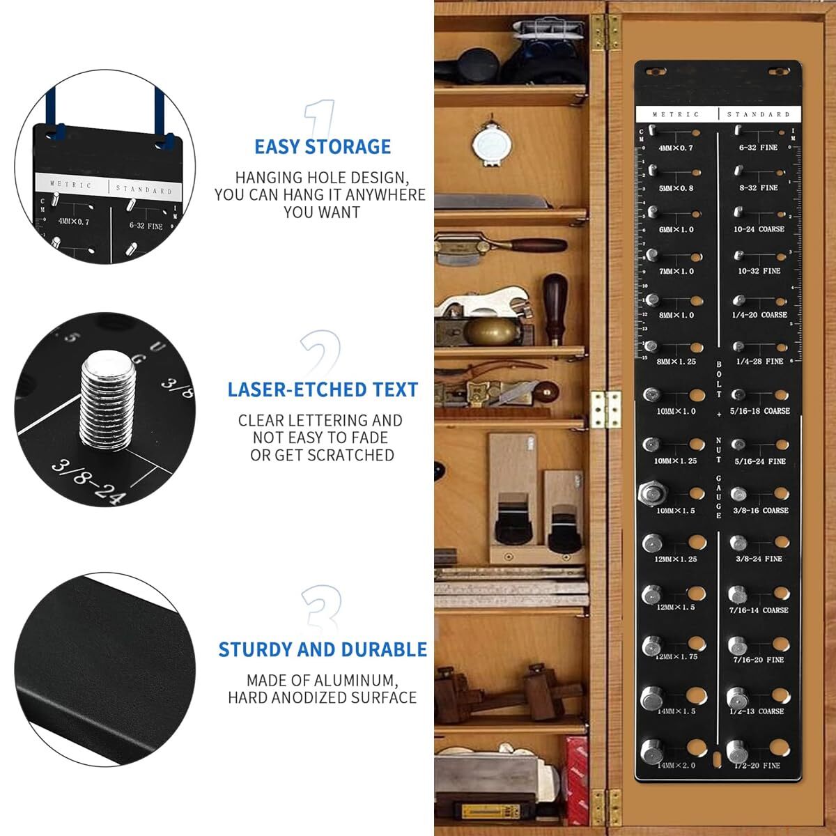 28 Bolt and Nut Identifier Gauge Nut and Bolt Thread Checker 14 Metric & 14 Stan