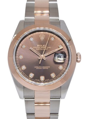 レンローズ様 Rolex Datejust 41 18k Rose Gold/Steel Chocolate Diamond Dial Mens
