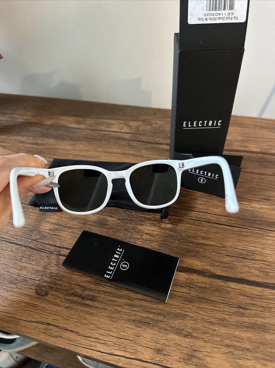 Electric RIP ROCK Sunglasses Gloss White - Melanin Grey Lenses