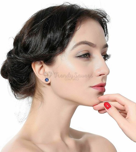 6MM Round Purple Champagne CZ Cubic Zirconia Stainless Steel Ear Stud Earrings - Picture 33 of 133