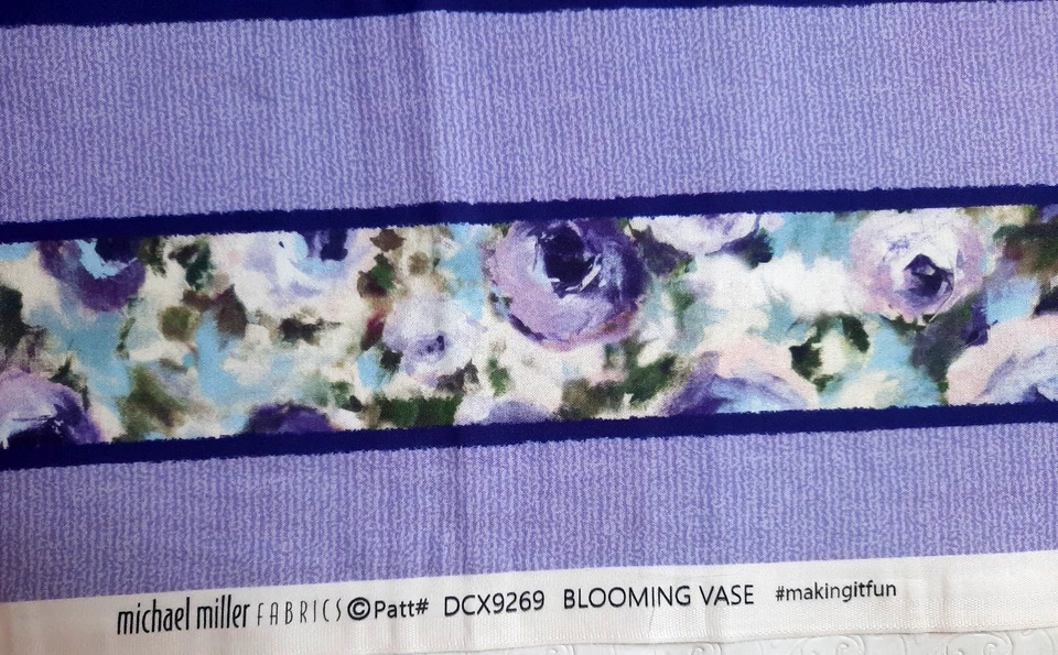 Panel de tela 24"x44" telas Michael Miller #DCX9269 florero floreciente púrpura floral Foto 2 de 4