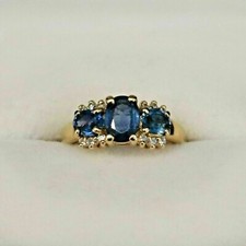 2Ct Oval Cut Simulated Blue Sapphire Wedding Band Ring In 14k Yellow Gold Plated