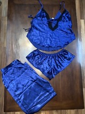 Fredericks Of Hollywood 3 Pc Lingerie Set Royal Blue NWOT