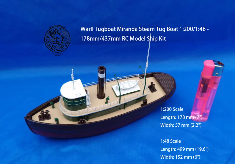 WarII Tugboat Miranda Steam Tug Boat 1:200/1:48 - 178mm/437mm RC Model Ship Kit - Image 3 of 4