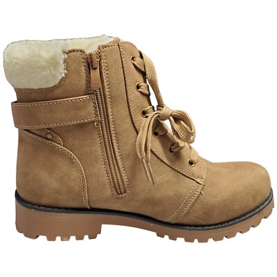 Apres by LAMO Winter Boots Womens Sz 9 Brown Faux Fur Side Zipper Lace Up AW1765