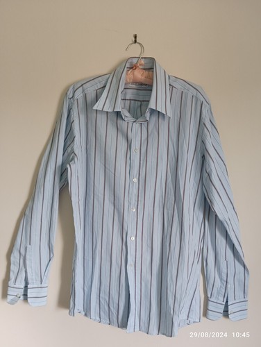 DOLCE & GABBANA Italy Long Sleeve Dress Shirt Top ~Blue Stripe 16.5/42 SR265400