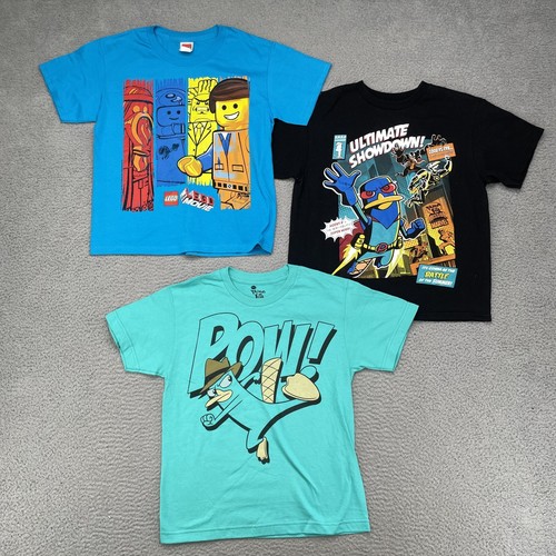 Phineas & Ferb + Lego T-Shirt Lot (3) Boys Medium Marvel Cartoon Kids Perry 90's - Picture 3 of 9