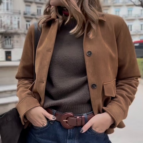 ZARA : Tobacco Brown Faux Suede Jacket : 4344/622 : UK Buyers_Get It Faster!! - Picture 4 of 7