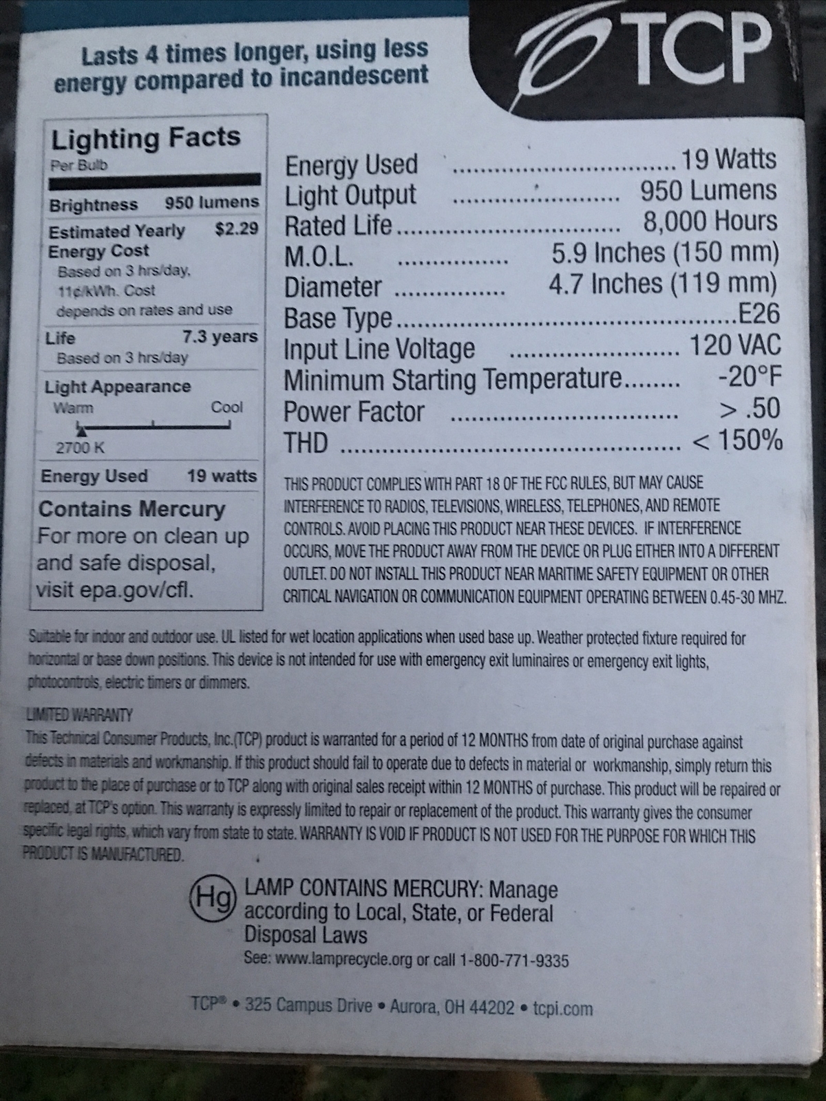 1R4019 CFL R40 - 85 Watt Equivalent (19W)  3500K Flood Light (3 Bulbs)