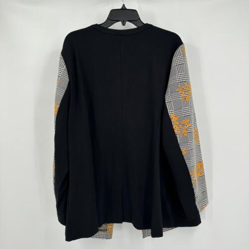 Catherines Black Label Womens Jacket Size 2X Black Yellow Floral Houndstooth - Picture 2 of 9