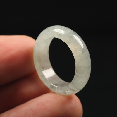Size 6.75 Certified Grade A 100% Natural Black Green Icy Jadeite Jade Ring 57250