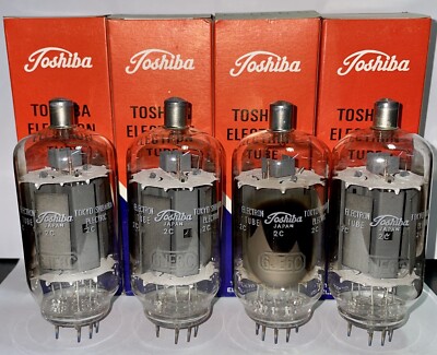 4 Tubes Toshiba 6JE6C NOS - Double Face O Getter - Pour Radio Amateur (6MJ6, 6LQ6)
