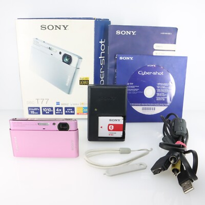 SONY Cyber-shot DSC-T77本体と付属品 SONY DSC-T77 Digital Camera Pink Cyber Shot 4.0x Optical