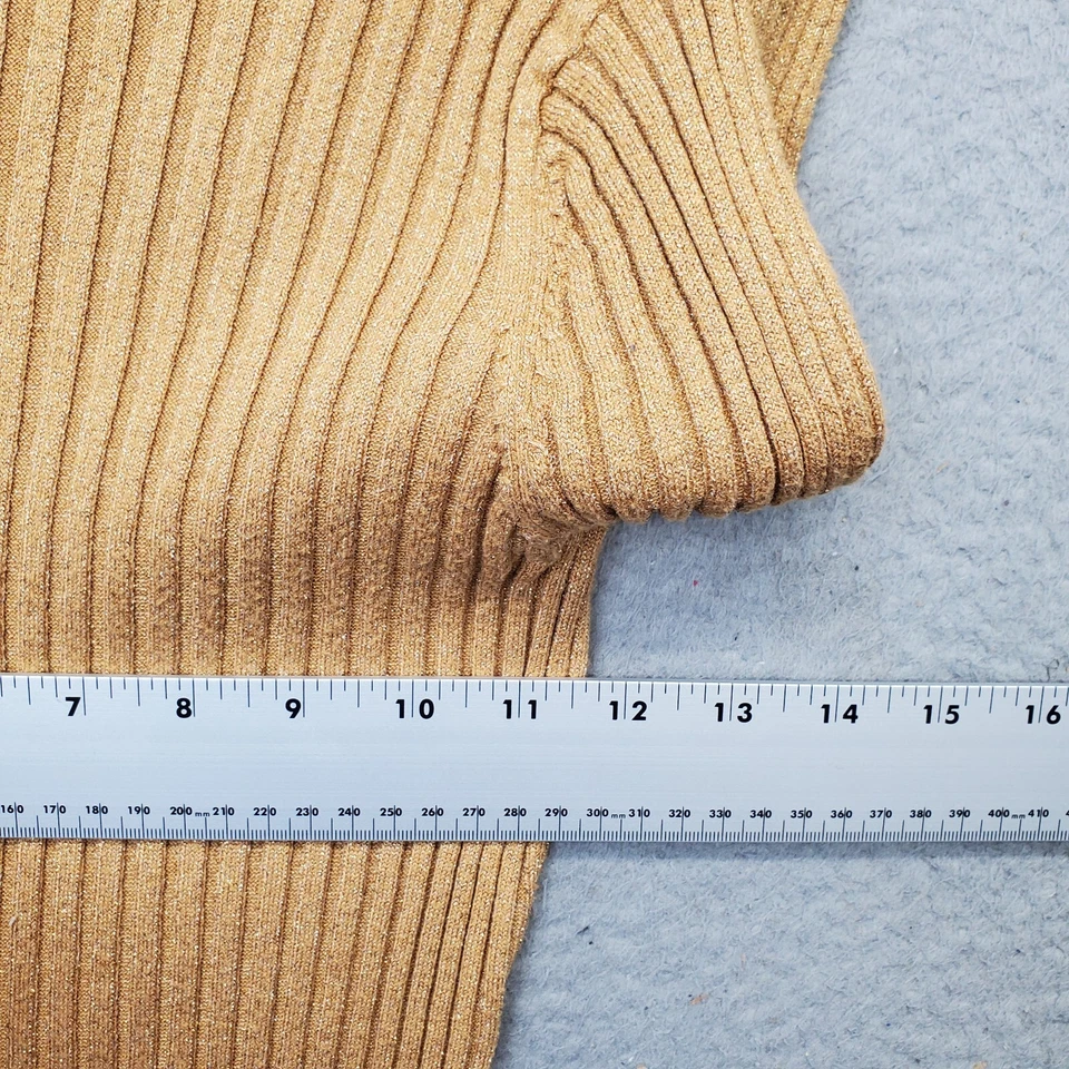 Suéter Apostrophe Mujer Pequeño Grande Marrón Tejido Calce Ajustado Manga Larga Cuello Alto Foto 4 de 4