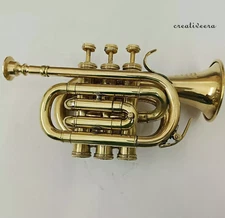 Glorious Antique Delight Pocket Trumpet Bugle Flugel Horn Brass Mouthpiece Gift