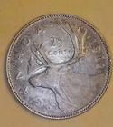 1949 Canadian 25 Cents Quarter Silver Coin VERY FINE