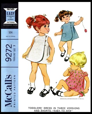 McCall's 9272 Pattern Dress Frock & Shorts 3 Style Sz 3~ Easy to Sew