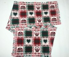 Thick Woven Country Table Runner 72 x 13 Christmas Plaid Fringe Heart Basket