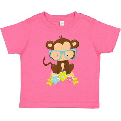 Inktastic Hipster Monkey, Monkey With Glasses, Flowers Toddler T-Shirt Cute Wild