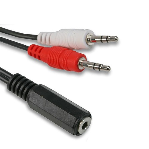 50cm 3.5mm Stereo Socket to 2 Twin Left Right Splitter Red White Mixer