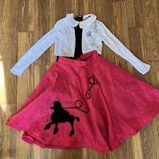 Girls 50  s Hot Pink Felt Poodle Skirt Costume Size Large