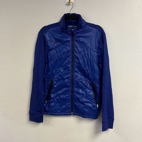 Nike Womens Blue Quilted Full-Zip Long-Sleeve Puffer Gilet Jacket Small