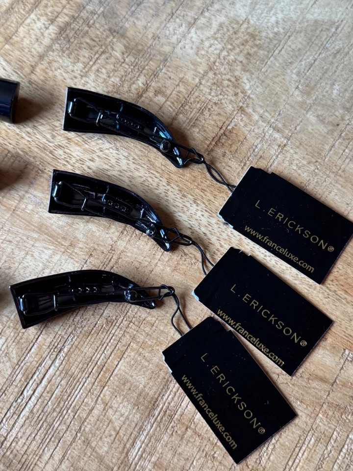 Juego de 3 pares de pinzas para el cabello y pasadores negros L. Erickson elegantes curvos nuevos con etiquetas Foto 4 de 4