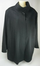Fleurette Women's Stand Collar Wool Car Coat Black Size 24w