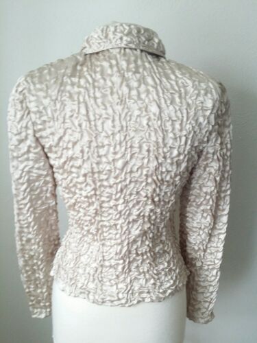 Joseph Ribkoff Beige Crinkle Button up Jacket Mid weight Dressy Size 4 Nwt New - Picture 6 of 12