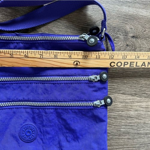 Kipling Presley Purple Crossbody Nylon Bag Multi-Compartment Monkey Keychain - Picture 9 of 10