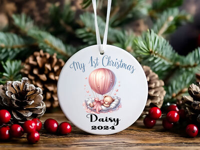Baby First Christmas Sleeping Rosa Teddybär Baumschmuck Acryl Buable Ornament