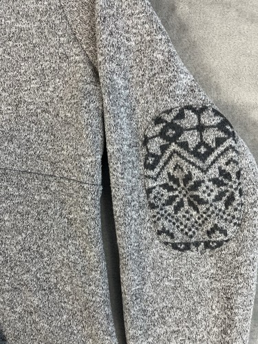 Cabela's Sweater Hoodie Gray Elbow Patch Fleece Womens Med Western Toggle Button - Picture 9 of 13