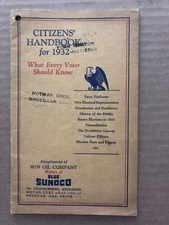 Vintage SUN OIL COMPANY Blue Sunoco Citizens Handbook 1932 Notman Massillon Oh