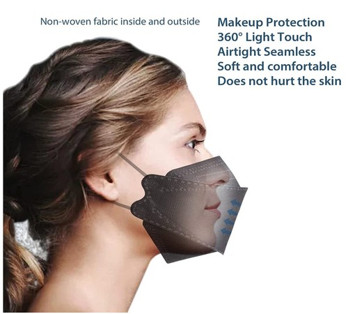 Black Masks for Adults, 50PCS 4 Ply Disposable Face Mask Filter Protection Face - Picture 6 of 9